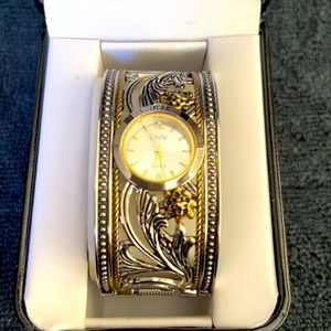 Ladies Silver & Gold GNW Cuff Wristwatch